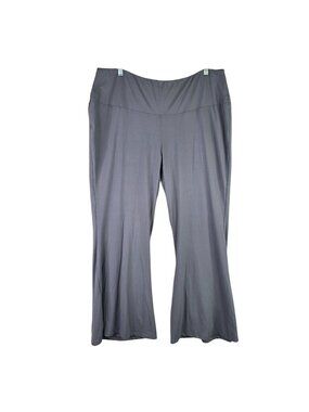 Womens Gray Flared Stretch Pants Elastic Waist Polyester Blend Stretch 4XL